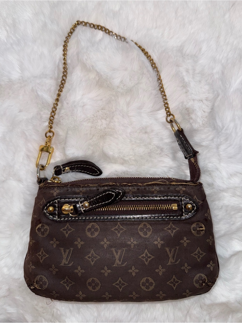 Louis Vuitton Brown Monogram Canvas Mini Lin Pochette with Chain Wristlet - Picture 3 of 15